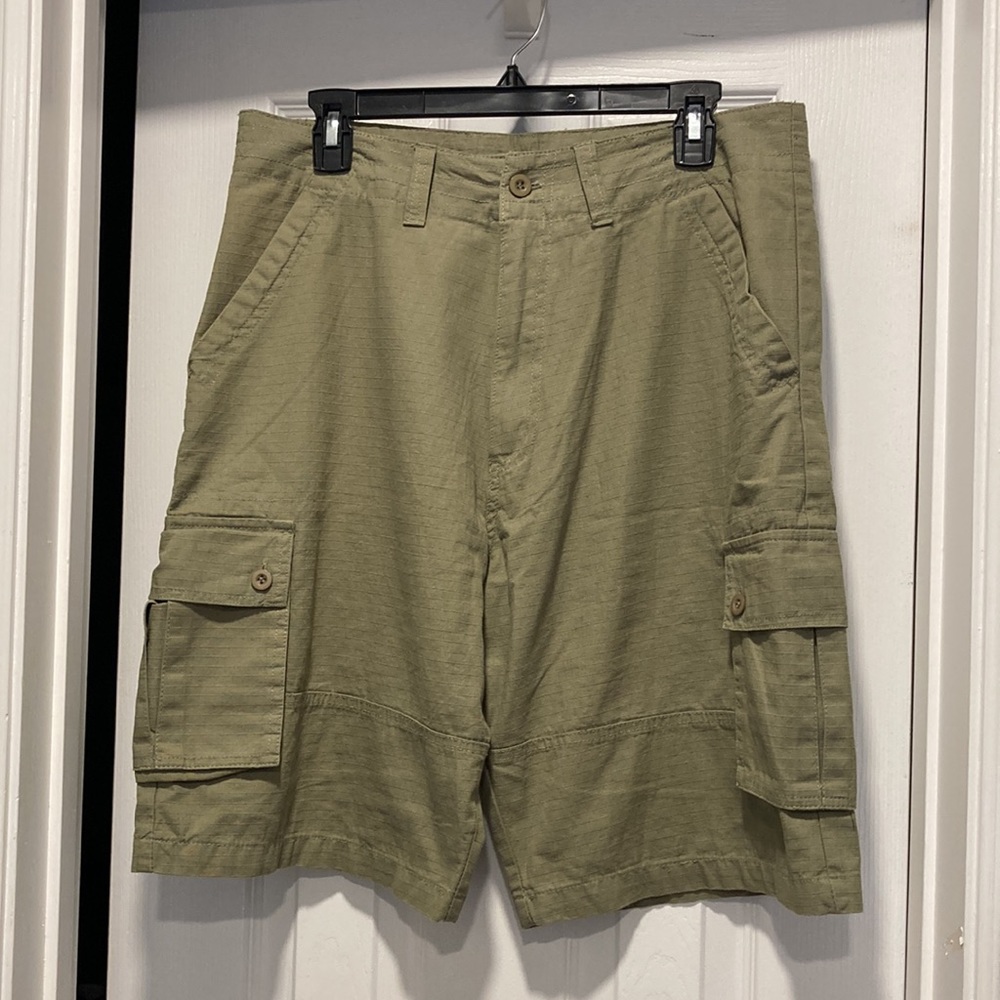 Men's Lightweight Olive Cargo Shorts Buttoned Multiple Pockets - Sz 32*